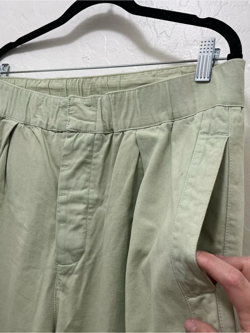 Free People After Love Roll Cuff Wide Leg Pants Size M Light Green